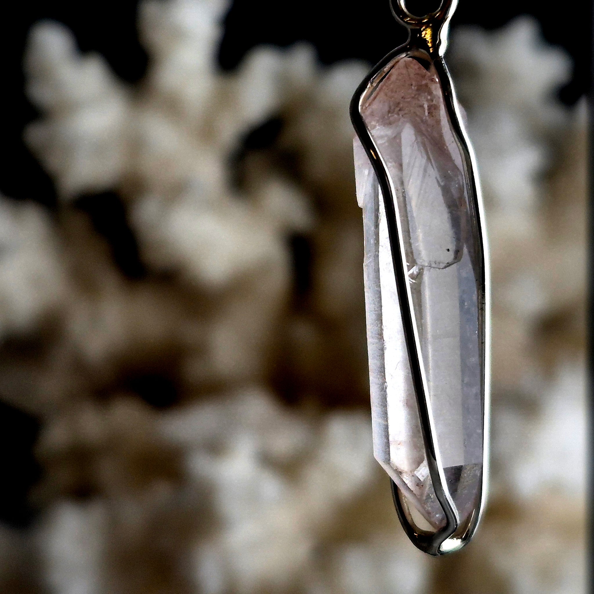 Pendentif Cristal de Quartz cristal de roche tangerine no.89