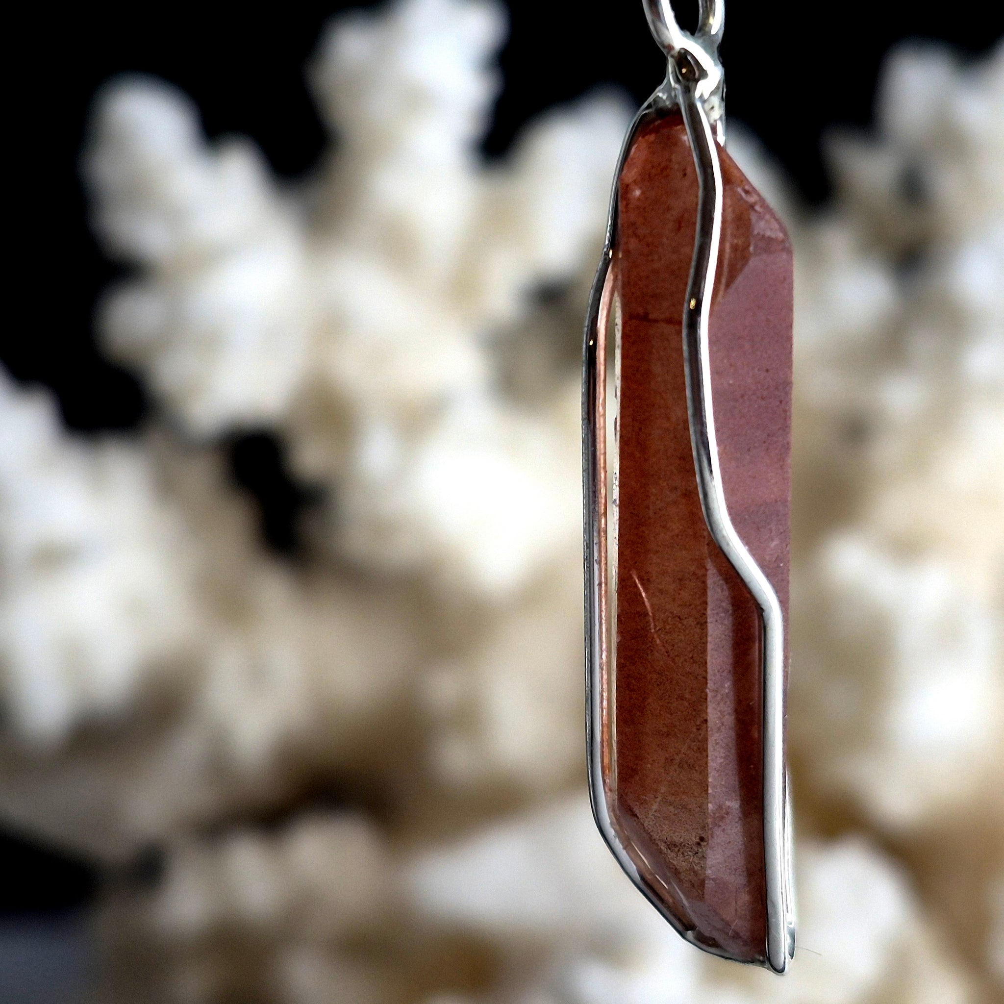 Pendentif Cristal de Quartz Lithium naturel no.90