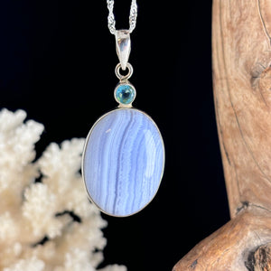 Bijou collier Agate Dentelle bleue (blue lace agate)