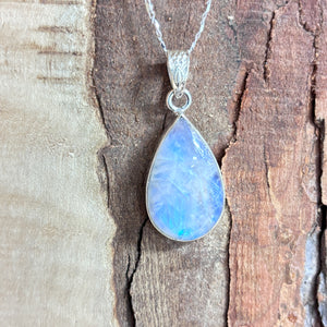 Bijou, pendentif, pierre de lune arc-en-ciel