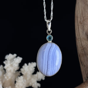 Bijou collier Agate Dentelle bleue (blue lace agate)