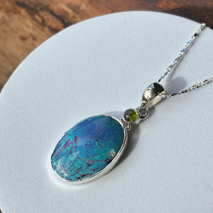 Pendentif pierre Shattuckite et péridot