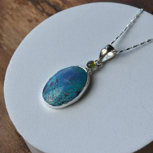 Pendentif pierre Shattuckite et péridot