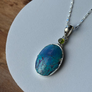 Pendentif pierre Shattuckite et péridot