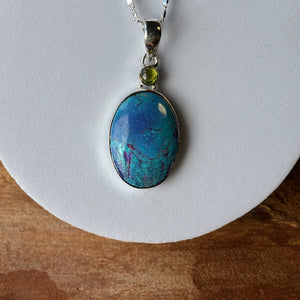 Pendentif pierre Shattuckite et péridot