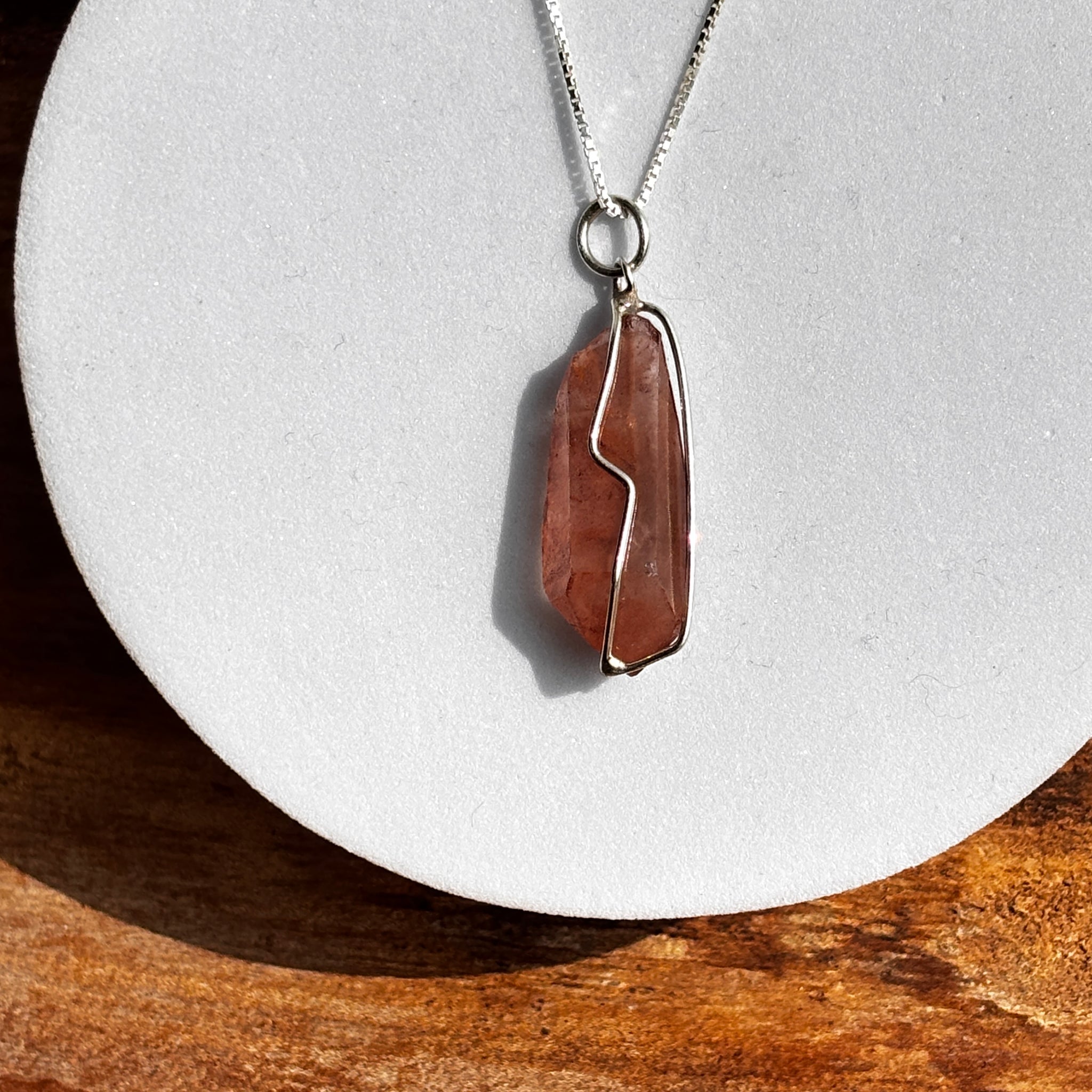 Pendentif en cristal de quartz tabulaire tangerine no 155