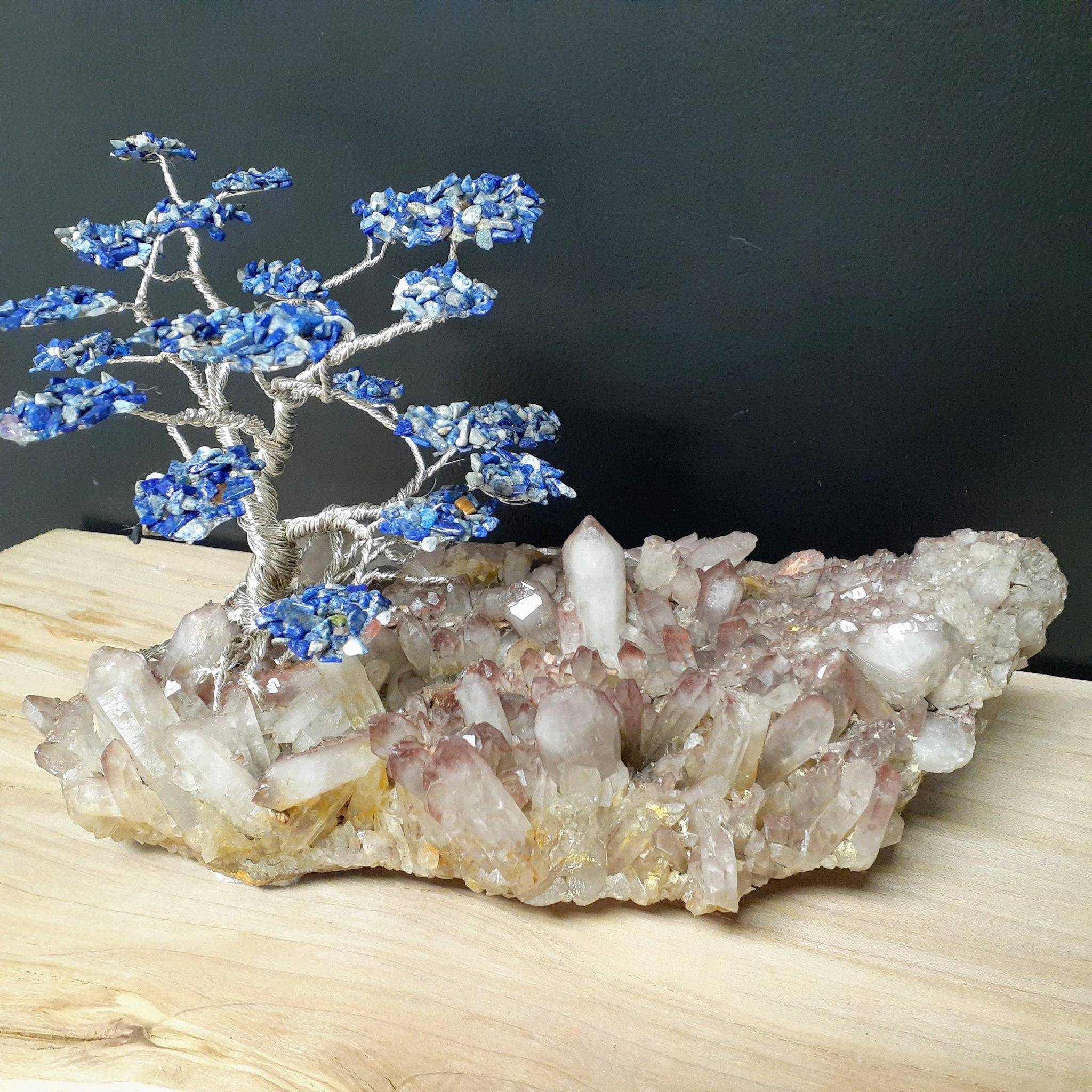 Dssmboom Arbre De Vie En Pierre De Guérison Sur Base Tranche D'Agate - Arbre à Argent Cristal Bonsaï Décoratif Pour Richesse Et Sérénité
