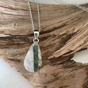 Quartz and green tourmaline pendant